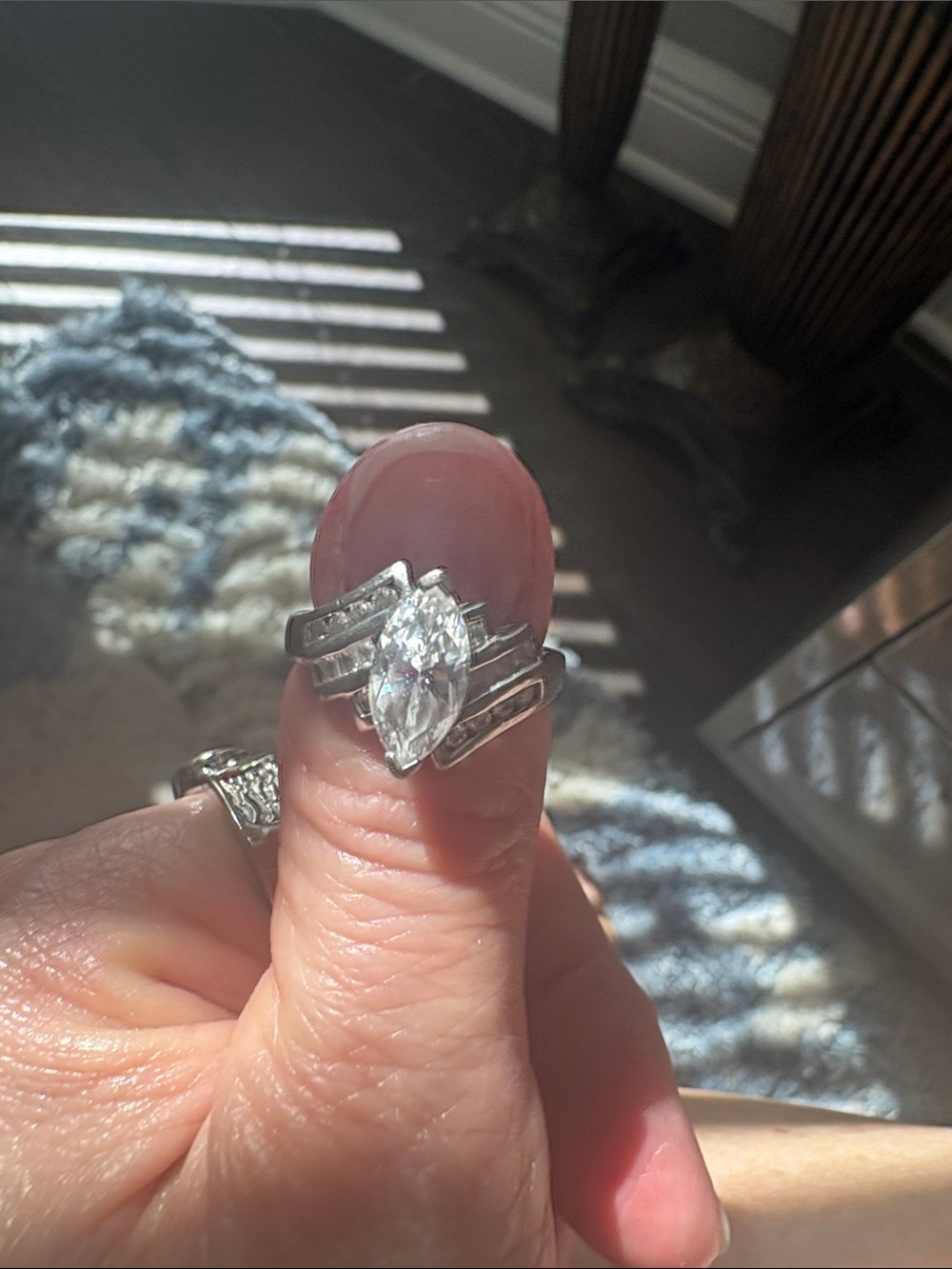 Silver-Tone Clear Crystal Engagement Ring - Women Jewelry